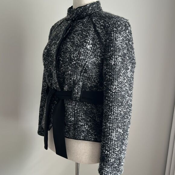 Sandro Paris Women’s Boucle Tweed Jacket Black/Gray Size Large Petite Office - Picture 4 of 14